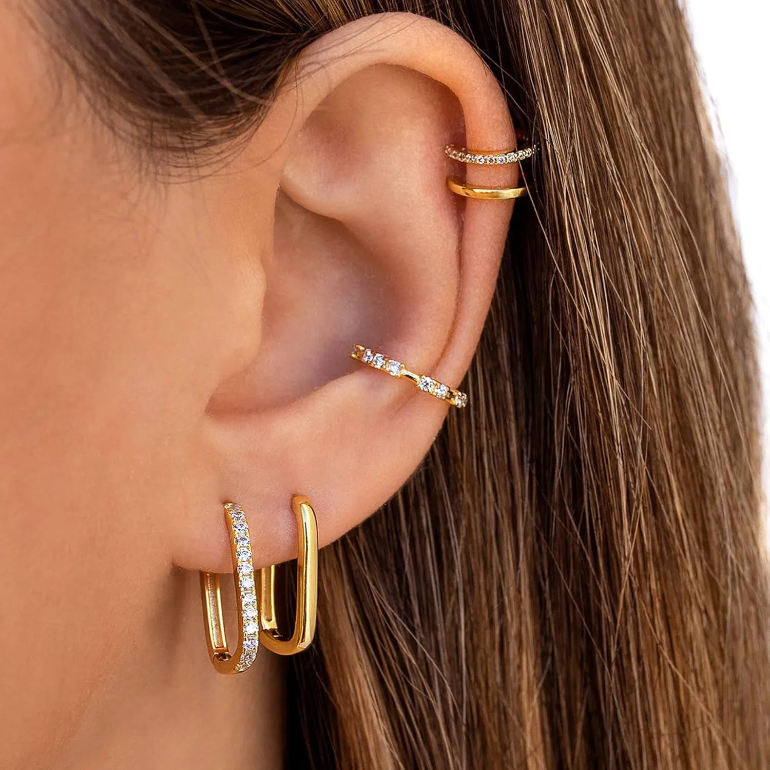 3 Pairs Small Huggie Hoop Earrings Set 14K Gold Hypoallergenic Lightweight Huggie Hoops Earrings for Women Girls