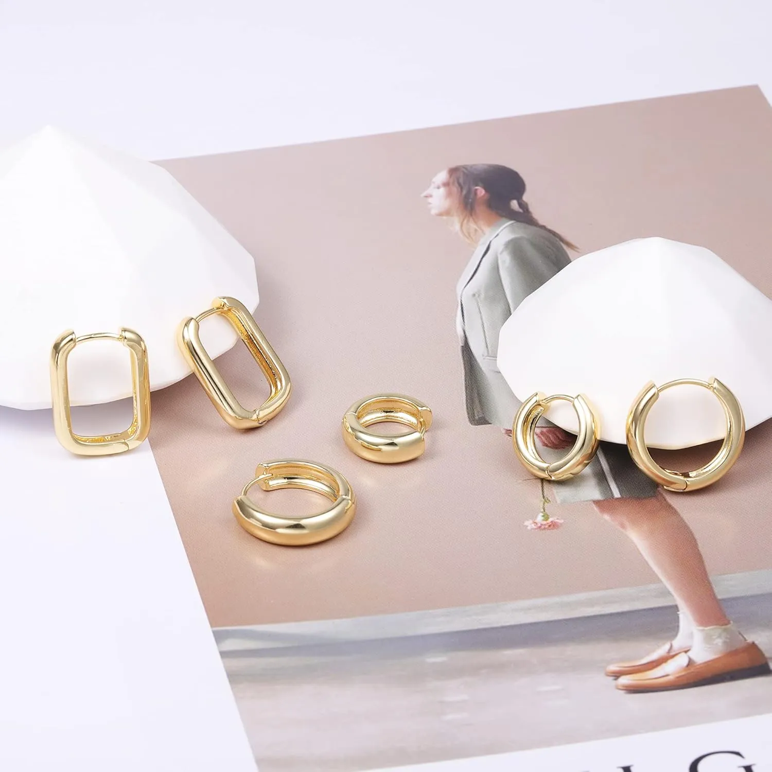 3 Pairs Small Huggie Hoop Earrings Set 14K Gold Hypoallergenic Lightweight Huggie Hoops Earrings for Women Girls
