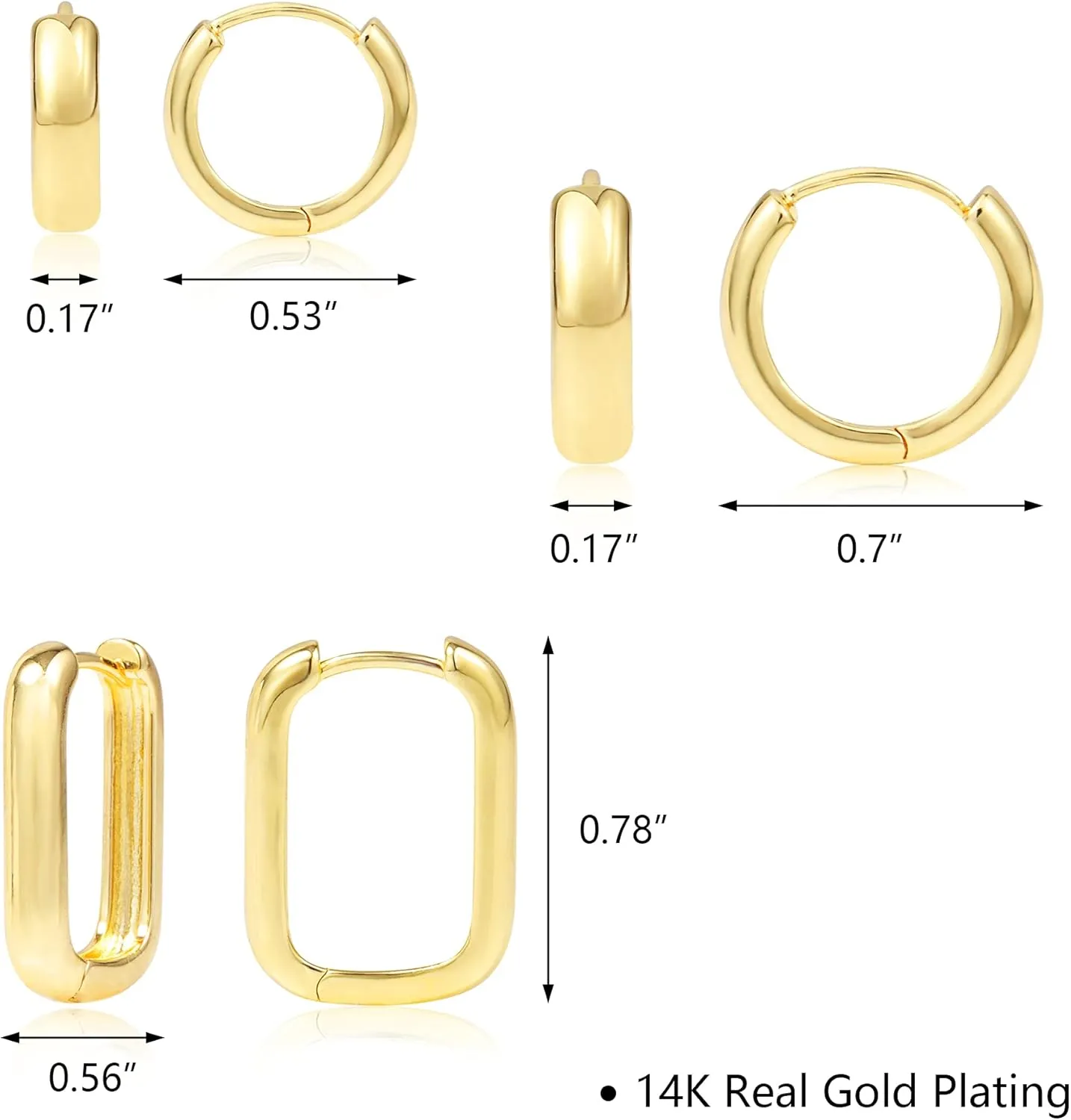 3 Pairs Small Huggie Hoop Earrings Set 14K Gold Hypoallergenic Lightweight Huggie Hoops Earrings for Women Girls