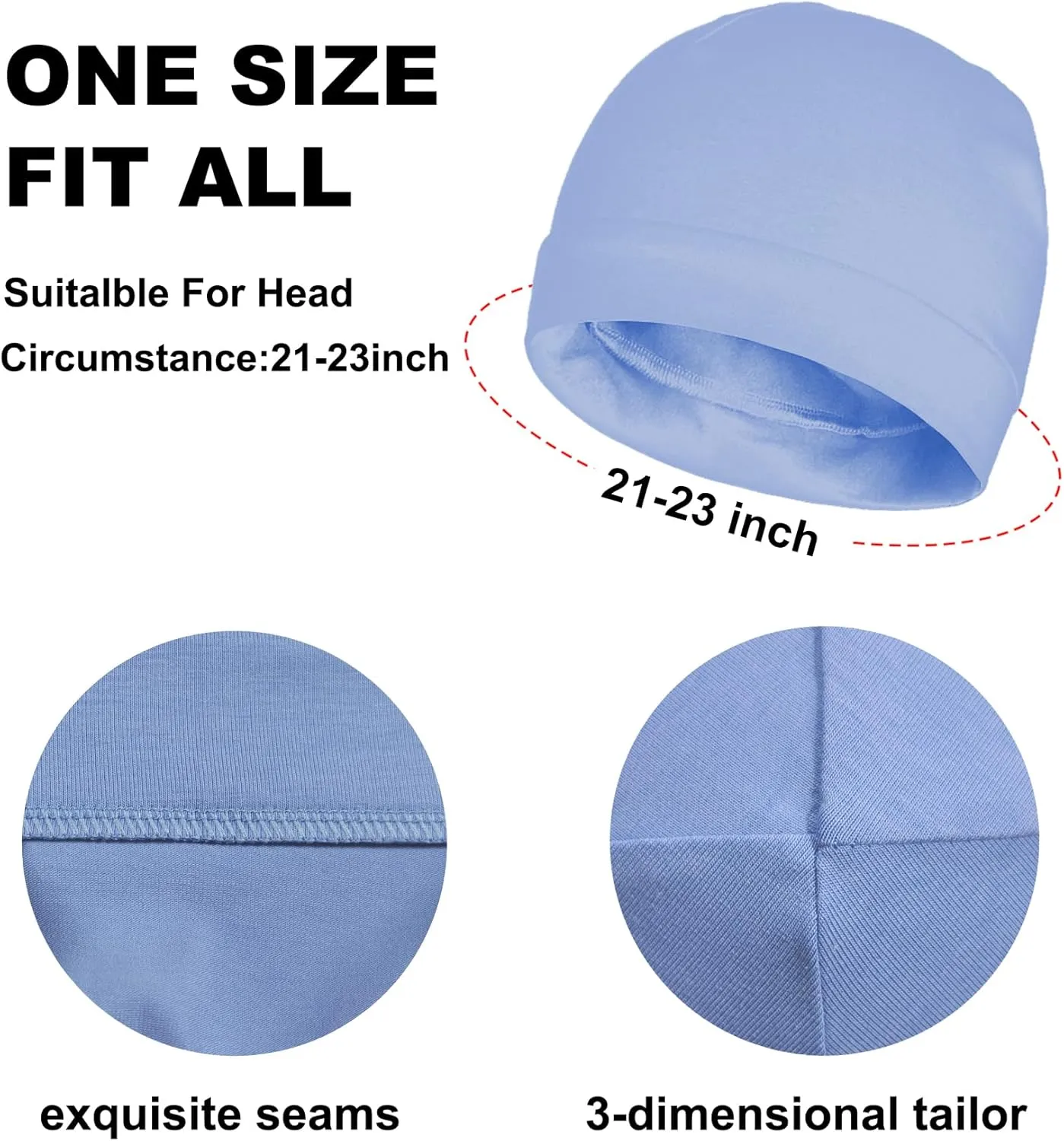 3 Pieces 100% Cotton Skull Caps Beanie for Men Women Lightweigt Night Cap Sleep Hats Breathable Helmet Liner