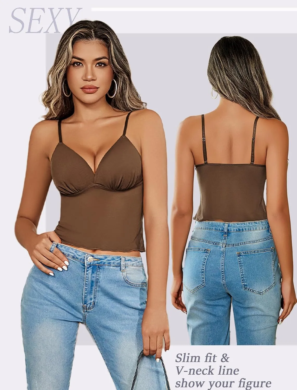 AVvidlove Bralettes for Women Mesh Tank Top Slim Y2K Camisole See Through Sheer Bralette Sleep Soft Tops