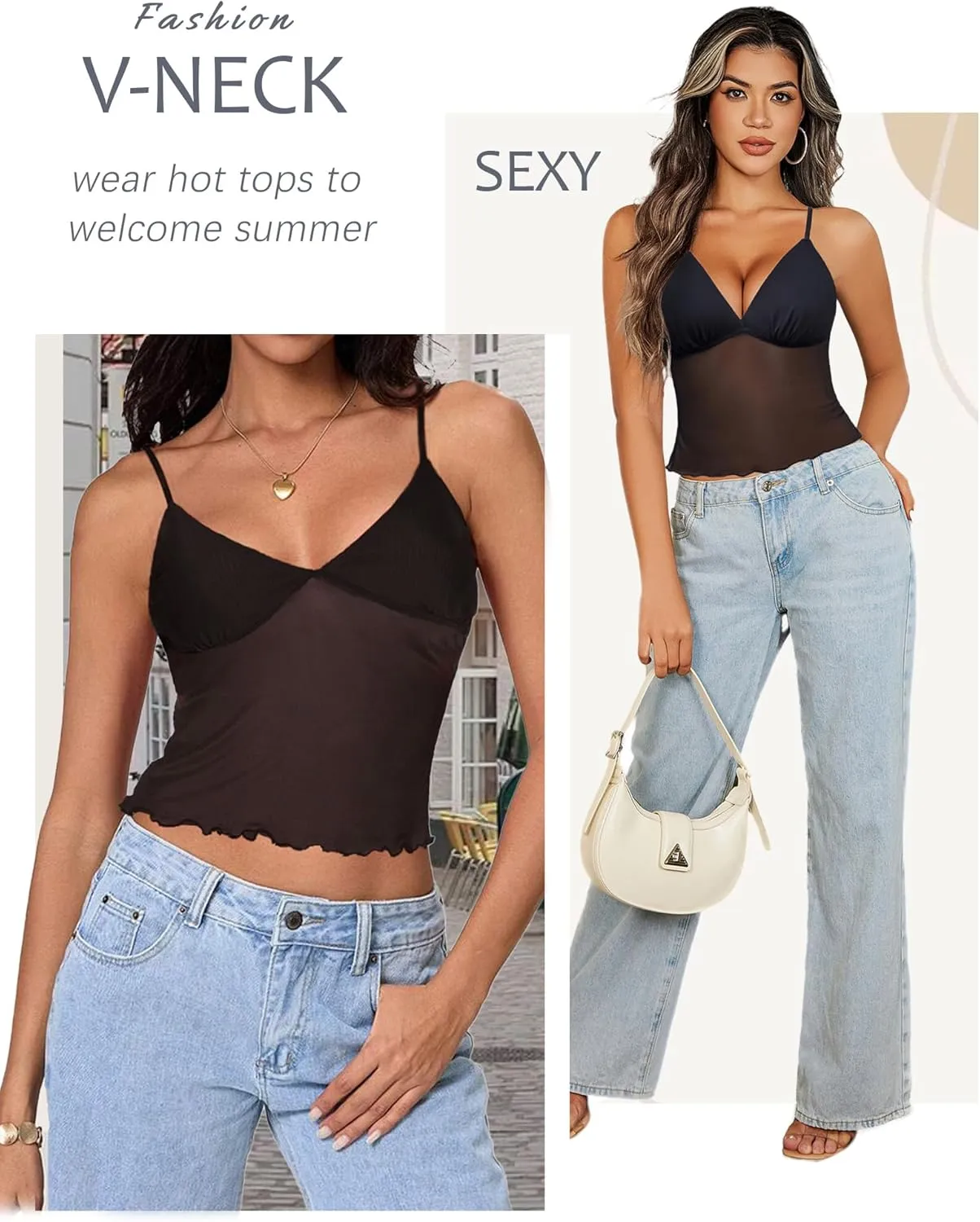 AVvidlove Bralettes for Women Mesh Tank Top Slim Y2K Camisole See Through Sheer Bralette Sleep Soft Tops
