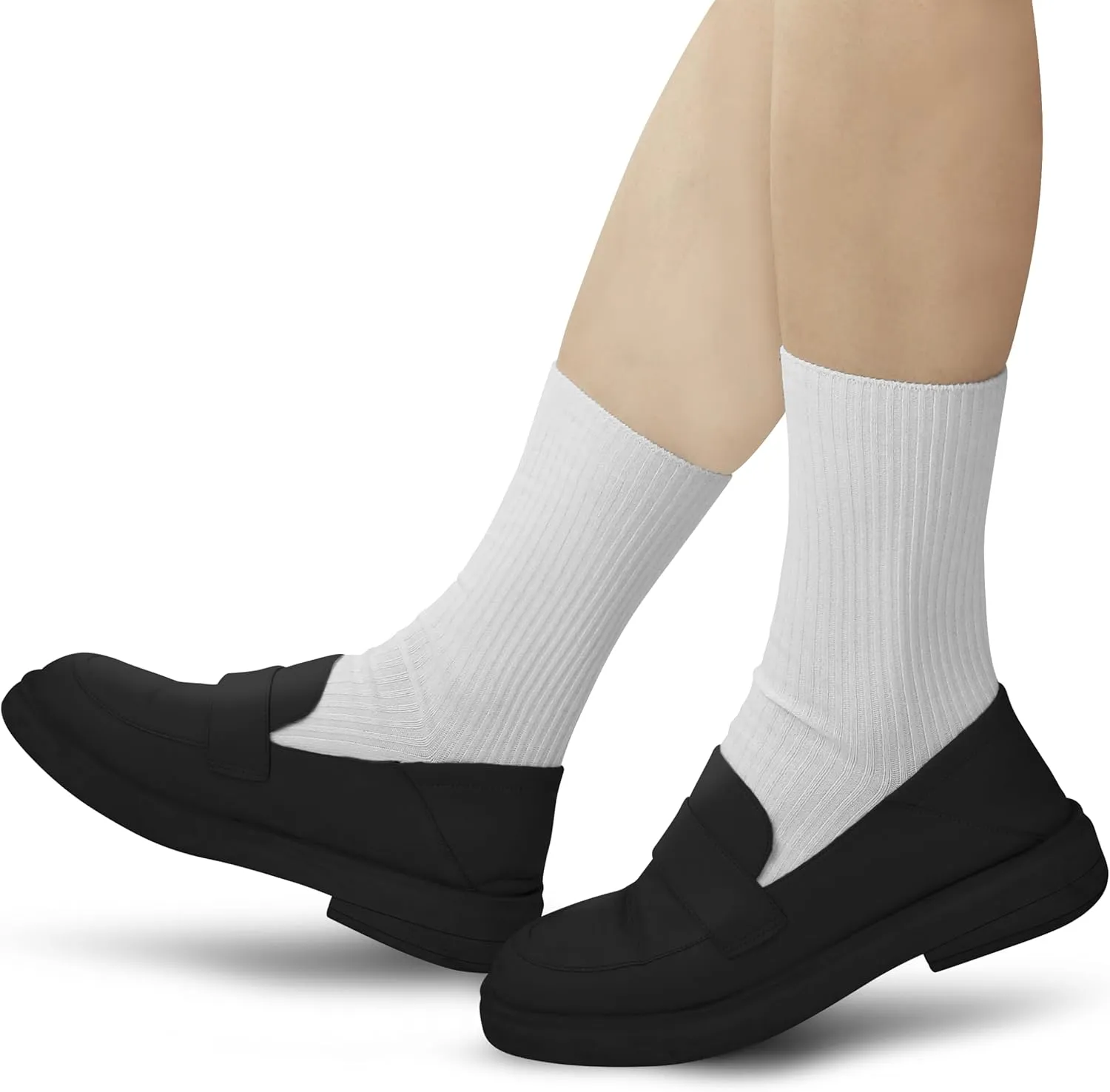 BomKinta Calf Socks for Women - Thin Solid Cotton Crew Socks - Casual Cute Above Ankle Sock