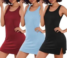 Ekouaer Nightgowns for Women 3 Pack Sleep Shirts Sleeveless Tank Nightshirts Chemise Sleepwear Sexy Night Dress S-XXXL