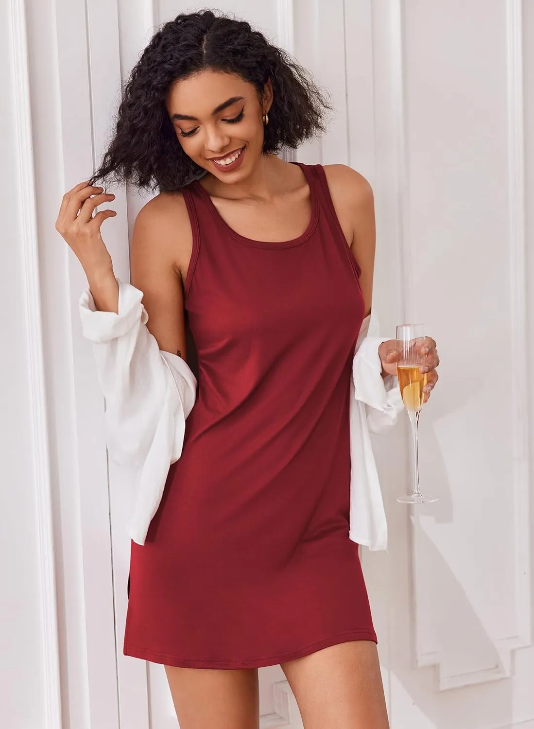 Ekouaer Nightgowns for Women 3 Pack Sleep Shirts Sleeveless Tank Nightshirts Chemise Sleepwear Sexy Night Dress S-XXXL