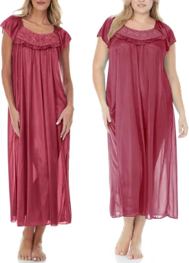 Ezi Satin Silk Nightgown For Women - Soft & Breathable Womens Sleepwear- Sexy Short Sleeves Womens Sleepwear, M - Plus Size