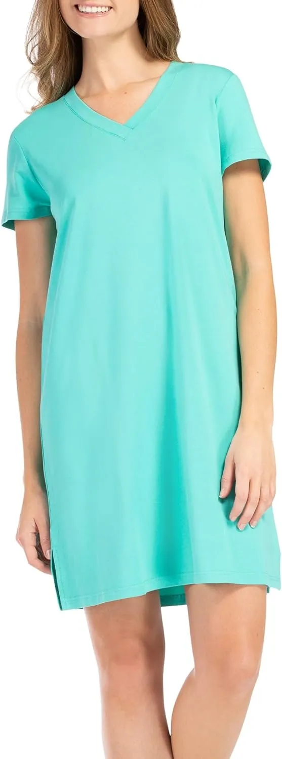 Fishers Finery Women's Organic Cotton and Rayon Blend Short Sleeve Sleep Dress Sleep Shirt