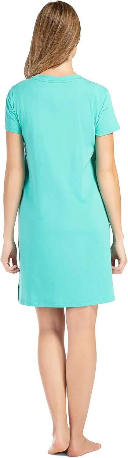 Fishers Finery Women's Organic Cotton and Rayon Blend Short Sleeve Sleep Dress Sleep Shirt
