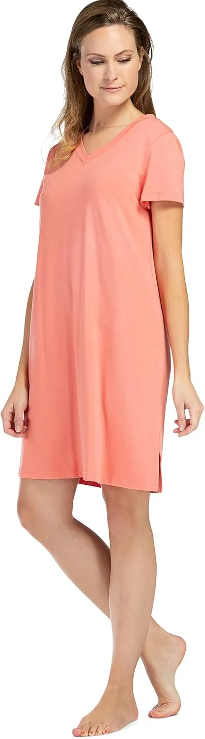 Fishers Finery Women's Organic Cotton and Rayon Blend Short Sleeve Sleep Dress Sleep Shirt