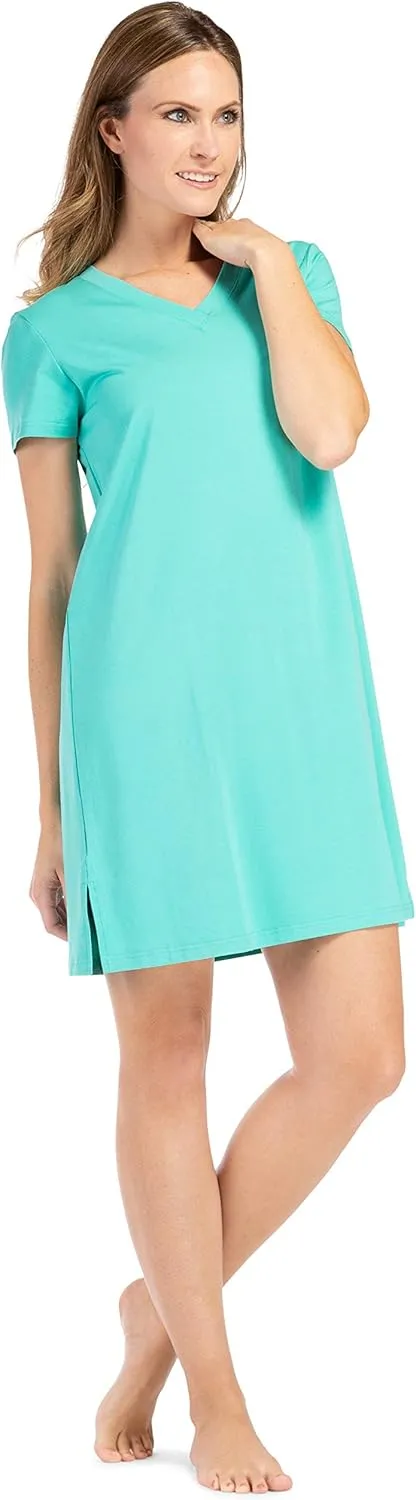Fishers Finery Women's Organic Cotton and Rayon Blend Short Sleeve Sleep Dress Sleep Shirt