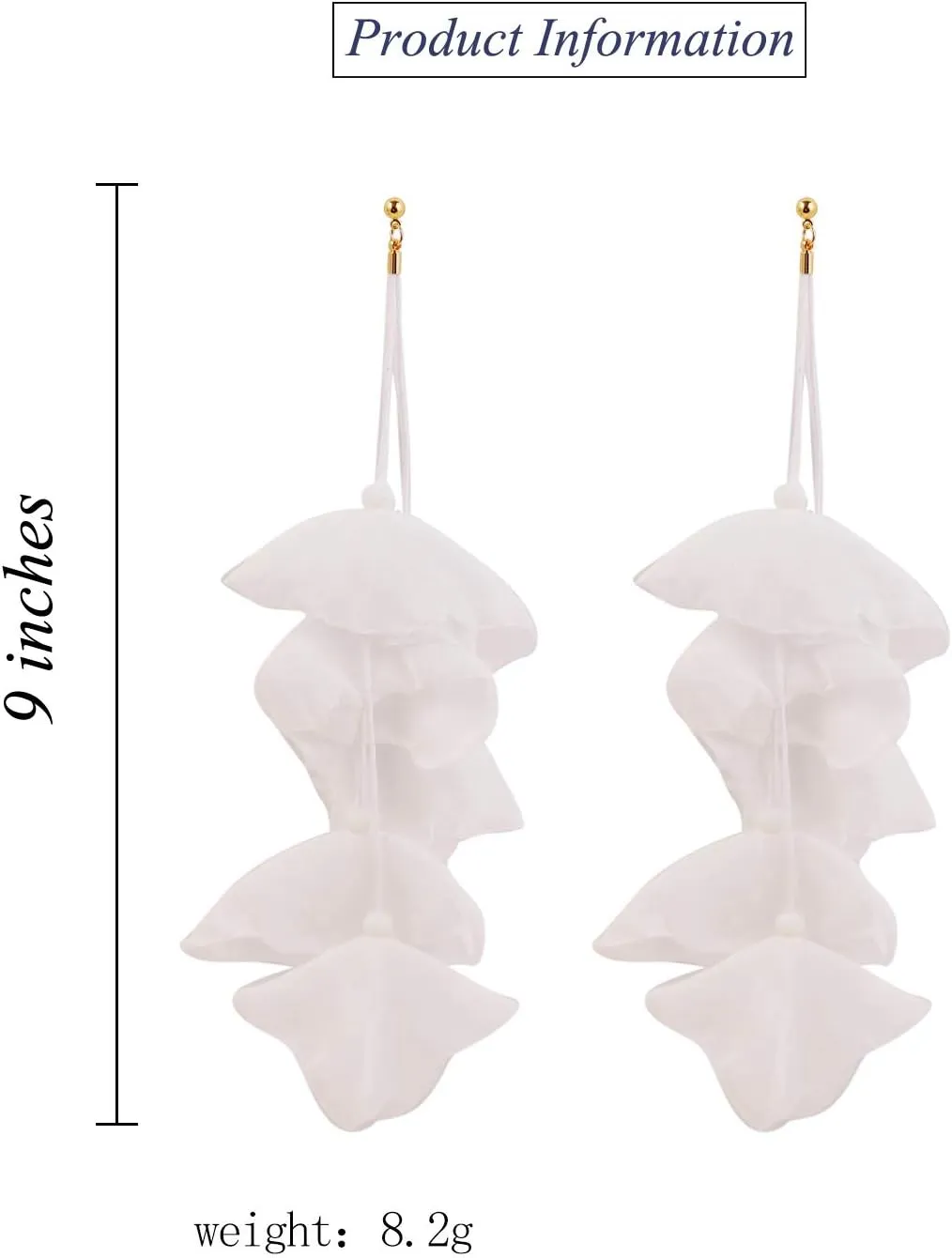 Floral Chiffon Earrings for Women - Tiered Flower Statement Tassel Earrings Long Chandelier Drop Dangle Earrings for Daily Dresses Wedding Holiday Party