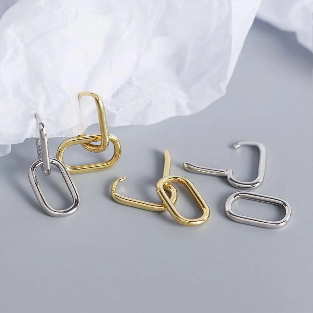 Gold Silver Huggig Earrings for Women Rectangular Hoop Earrings Daily Earrings Gift