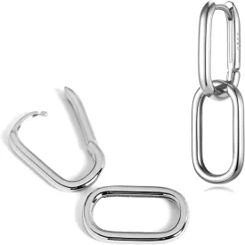 Gold Silver Huggig Earrings for Women Rectangular Hoop Earrings Daily Earrings Gift