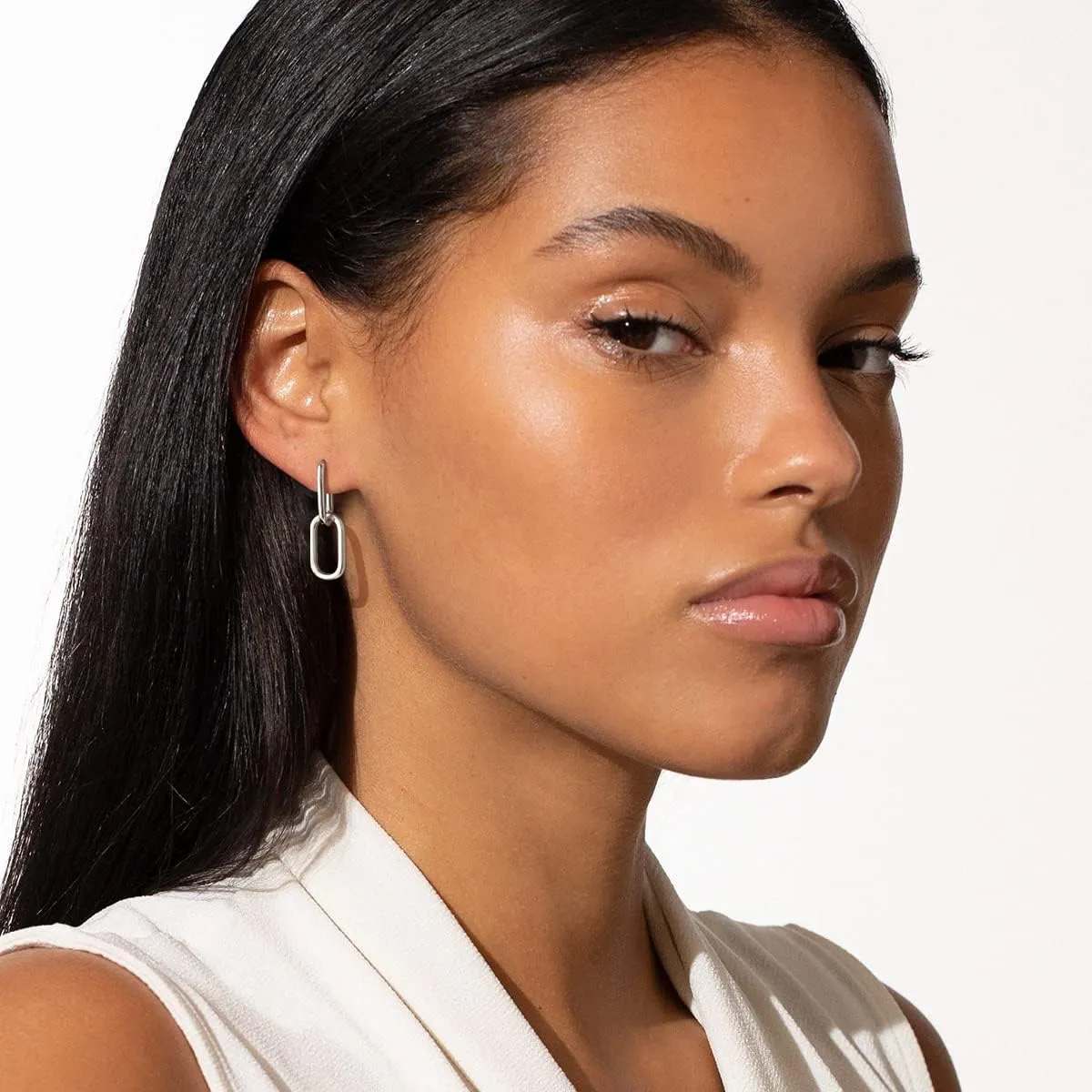 Gold Silver Huggig Earrings for Women Rectangular Hoop Earrings Daily Earrings Gift