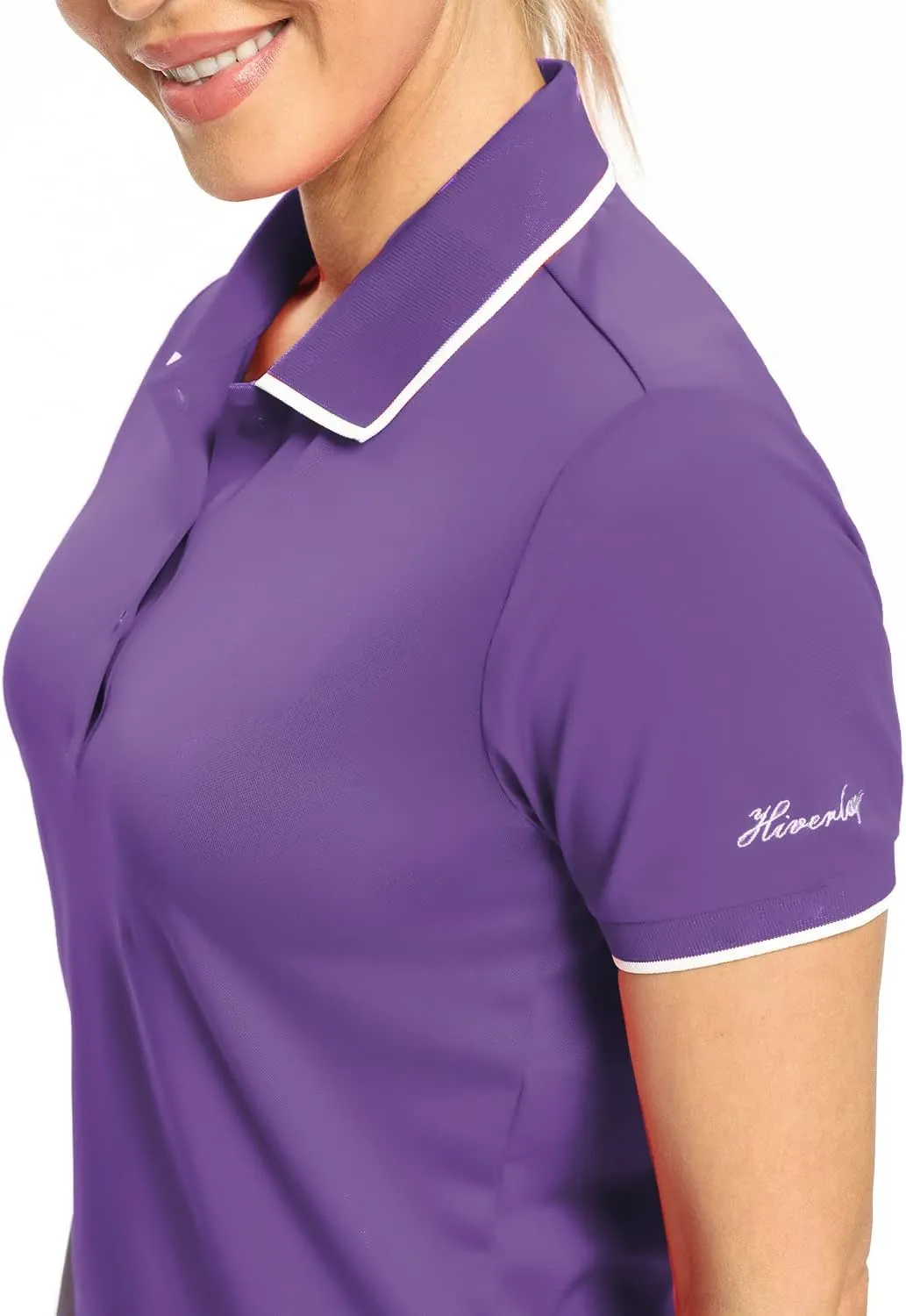 Hiverlay Women Golf Shirts Polo Shirts for Women UPF 50  Lightweight Quick-Dry Collared Tennis Daily Shirts Work Tops