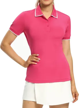 Hiverlay Women Golf Shirts Polo Shirts for Women UPF 50  Lightweight Quick-Dry Collared Tennis Daily Shirts Work Tops