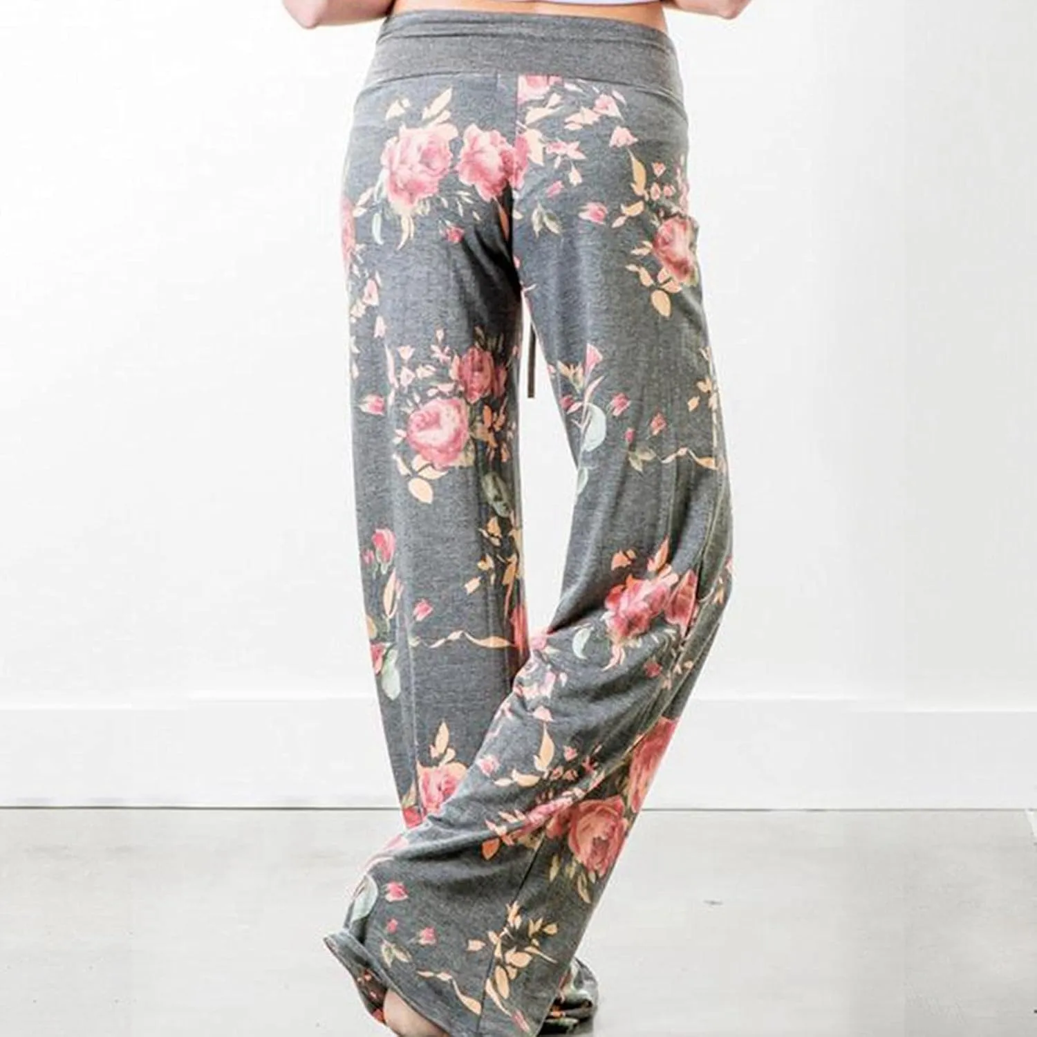iniber Women's Comfy Pajama Pants Long Casual Drawstring Palazzo Lounge Pants Soft Wide Leg Bottoms