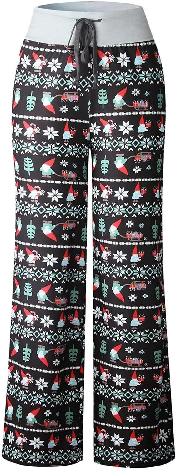 iniber Women's Comfy Pajama Pants Long Casual Drawstring Palazzo Lounge Pants Soft Wide Leg Bottoms