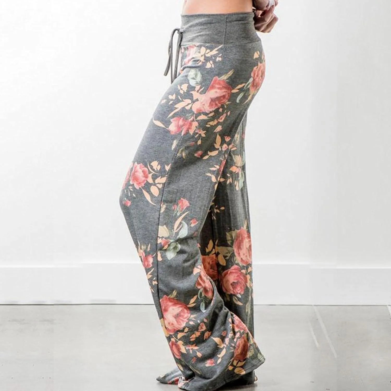 iniber Women's Comfy Pajama Pants Long Casual Drawstring Palazzo Lounge Pants Soft Wide Leg Bottoms