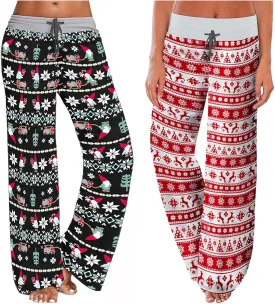 iniber Women's Comfy Pajama Pants Long Casual Drawstring Palazzo Lounge Pants Soft Wide Leg Bottoms