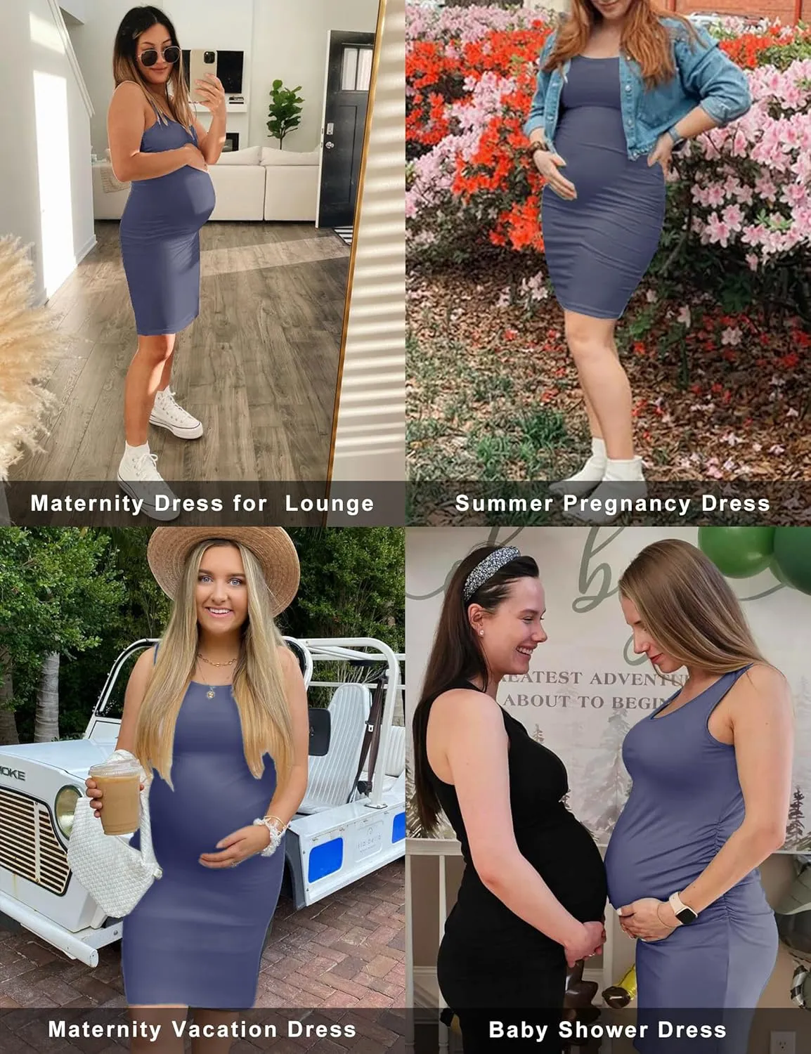 KIM S Women's Maternity Sleeveless Dresses S-XXL, Summer Bodycon Dress for Daily or Baby Shower