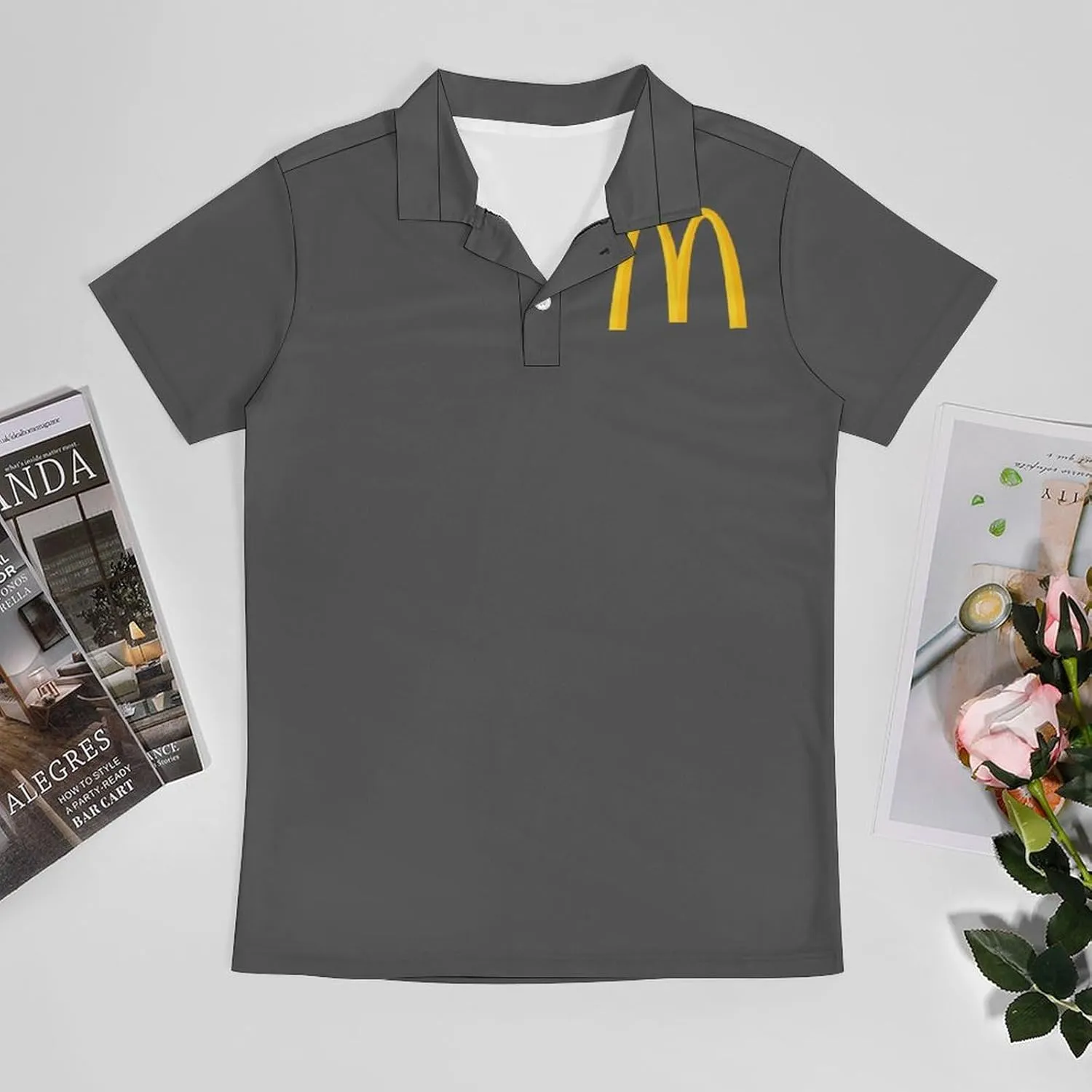 Men's Logo Polo T Shirt Short Sleeve T-Shirts for Men Teens Boys Round Neck Tshirt Merch Work Daily Clothes Uniform Tops