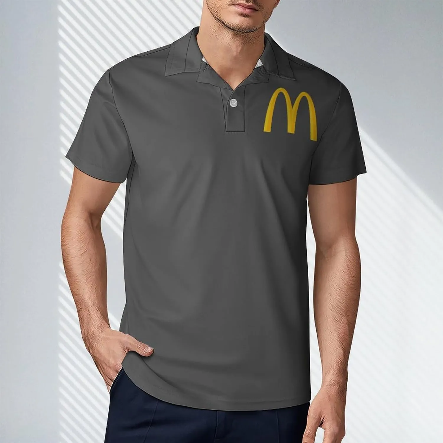 Men's Logo Polo T Shirt Short Sleeve T-Shirts for Men Teens Boys Round Neck Tshirt Merch Work Daily Clothes Uniform Tops
