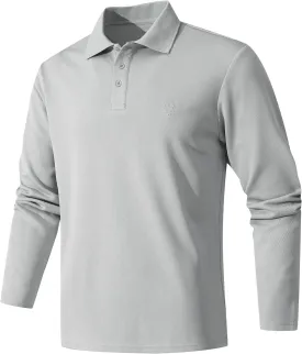 Men's Long Sleeve Polo Shirt Quick Dry Performance Tactical Shirts Daily Casual Stylish Collared Shirts for Men