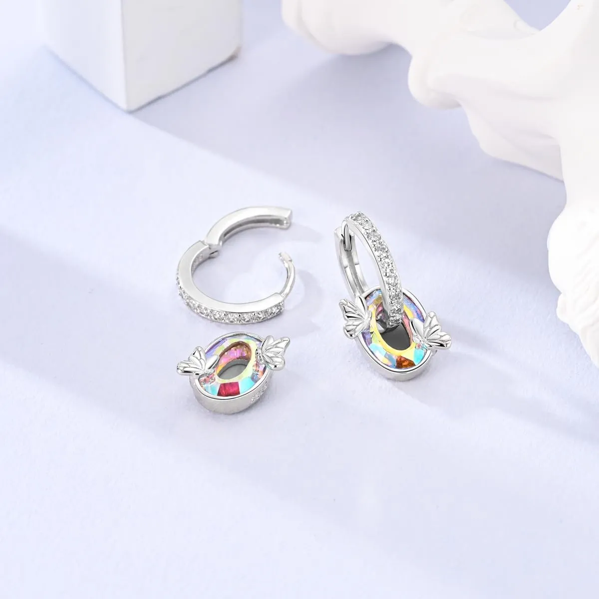 Parmuz 925 Sterling Silver Huggie Hoop Earrings Butterfly Posts Thick Chunky Hoops for Women Small Tiny cuff Cubic Zirconia Snake Heart Earring