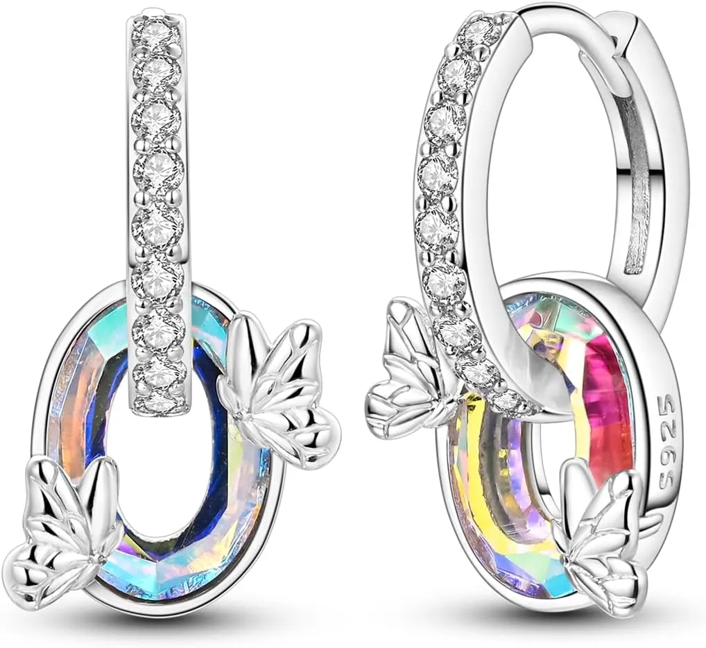 Parmuz 925 Sterling Silver Huggie Hoop Earrings Butterfly Posts Thick Chunky Hoops for Women Small Tiny cuff Cubic Zirconia Snake Heart Earring