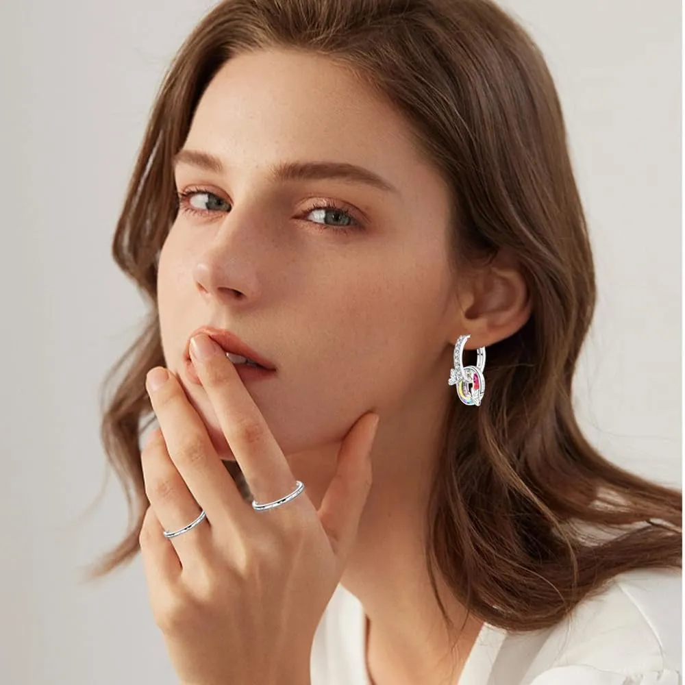 Parmuz 925 Sterling Silver Huggie Hoop Earrings Butterfly Posts Thick Chunky Hoops for Women Small Tiny cuff Cubic Zirconia Snake Heart Earring