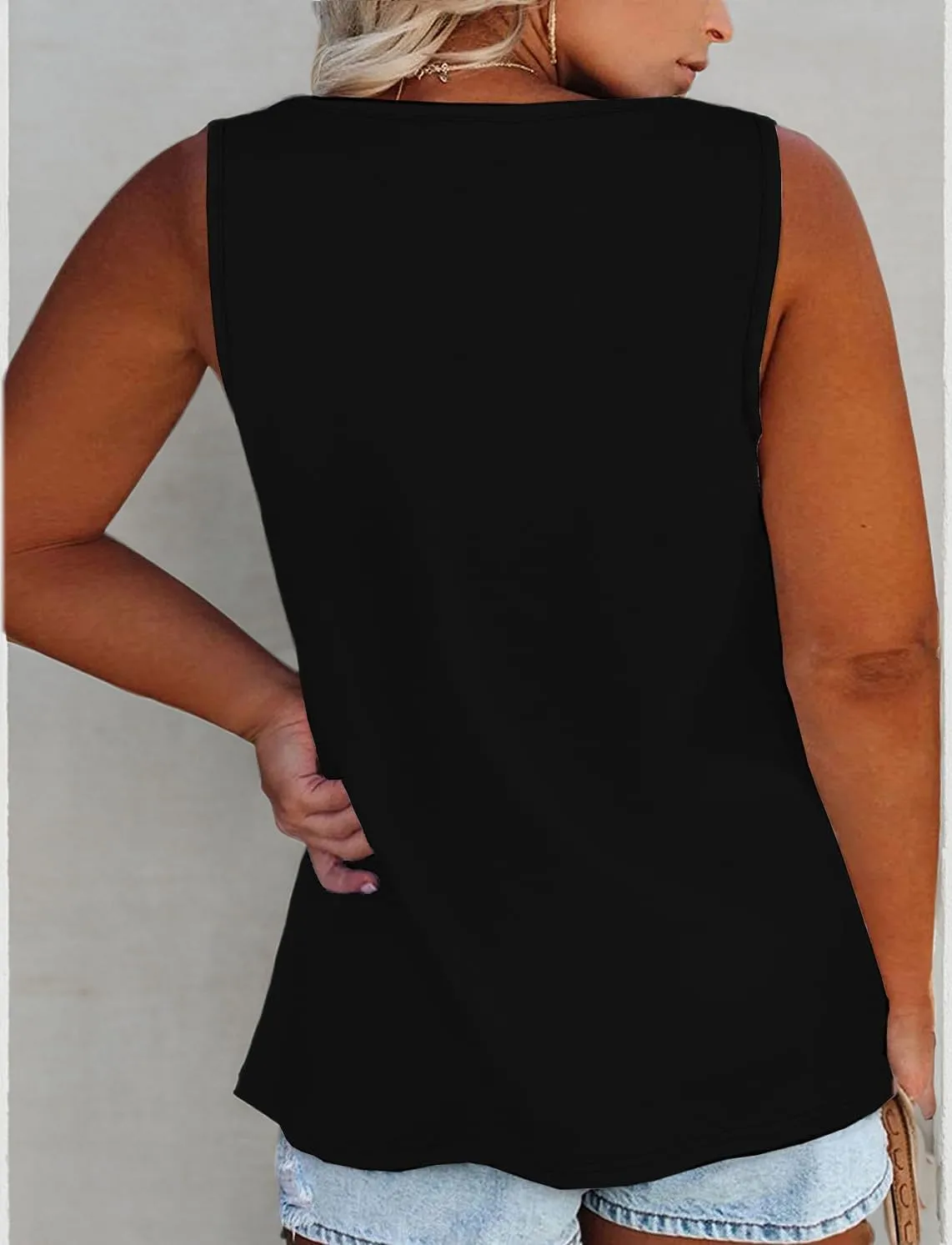 Plus Size Tank Tops for Women Summer Sleeveless Henley T-Shirts Tops Casual Print Tee Tunics Shirts