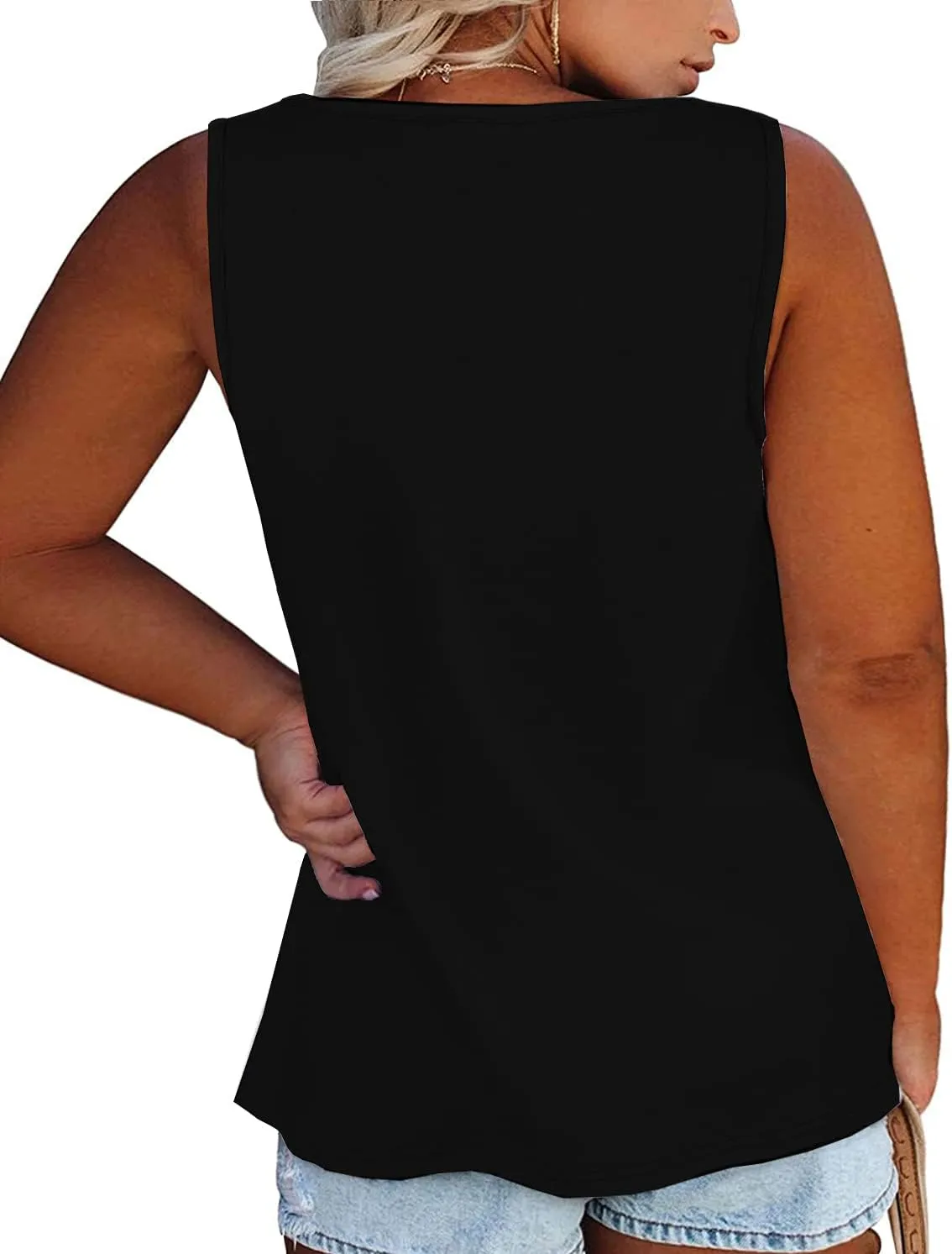 Plus Size Tank Tops for Women Summer Sleeveless Henley T-Shirts Tops Casual Print Tee Tunics Shirts