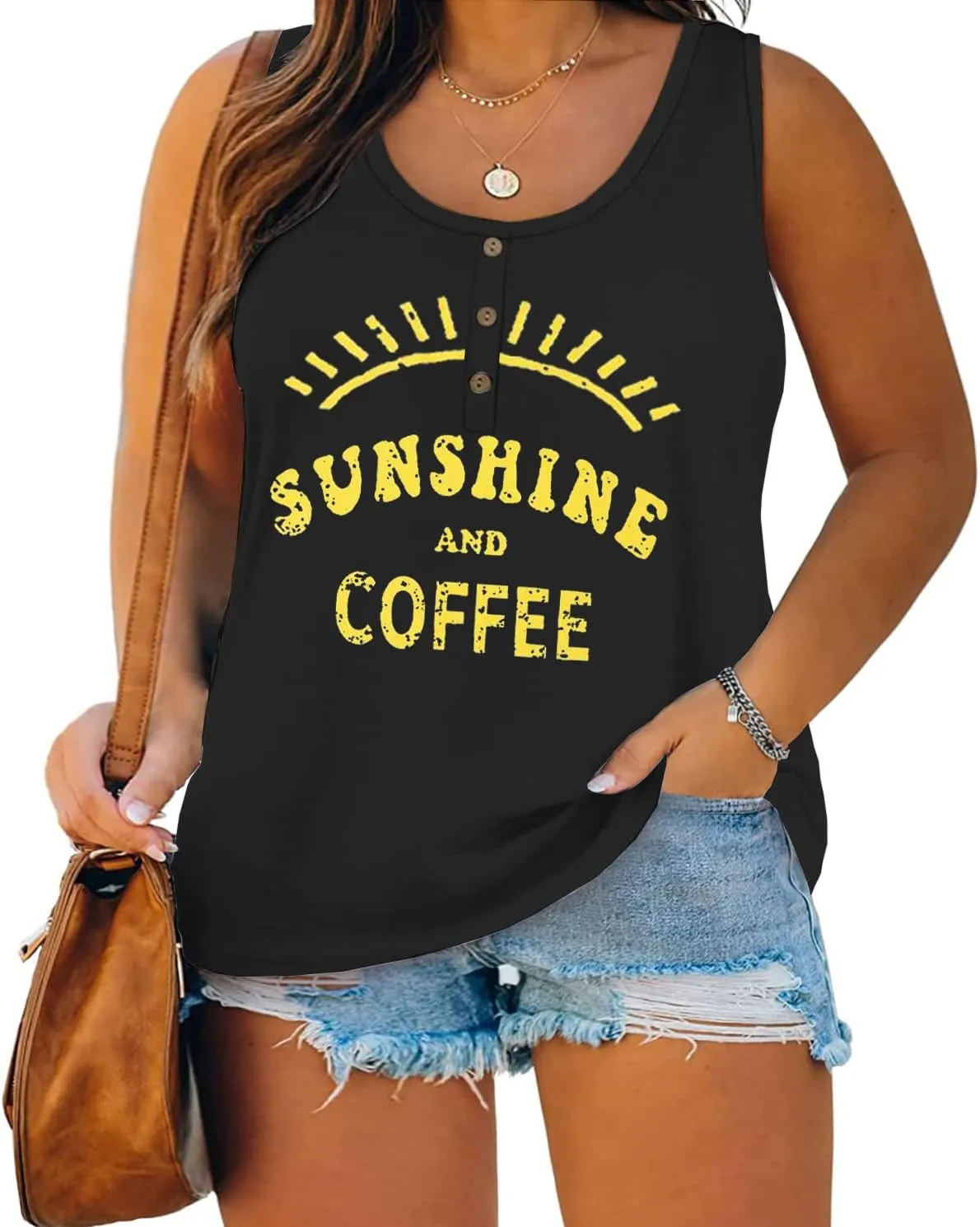 Plus Size Tank Tops for Women Summer Sleeveless Henley T-Shirts Tops Casual Print Tee Tunics Shirts