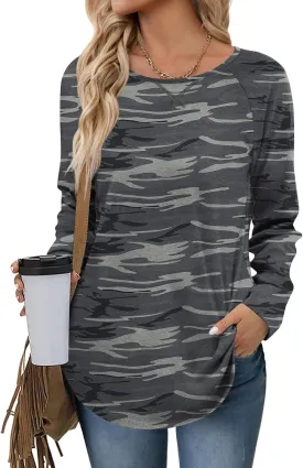 POPYOUNG Womens Fall Winter Casual Shirts Long Sleeve Side Split Pullover Tunic Tops for Leggings Loose Blouse