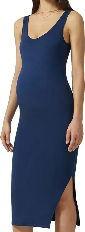 POSHDIVAH Women's Maternity Sleeveless Tank Dress Side Slit Bodycon Pregnancy Clothes Casual for Daily Wearing or Baby Shower