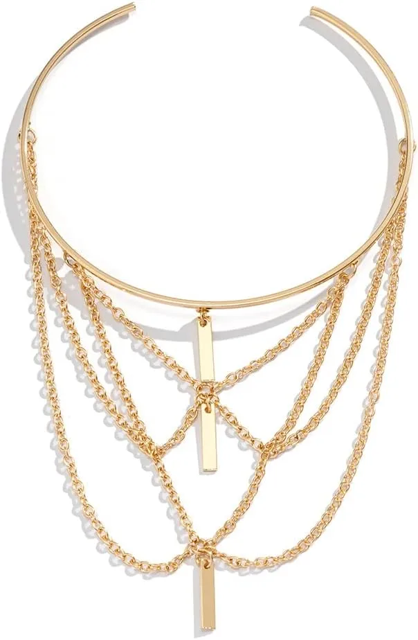 Punk Chain Tassel Upper Arm Cuff Half Open Teardrop Crystal Leaf Bar Charm Pendant Lariat Armlet Gothic Arm Bracelet Bangle for Women