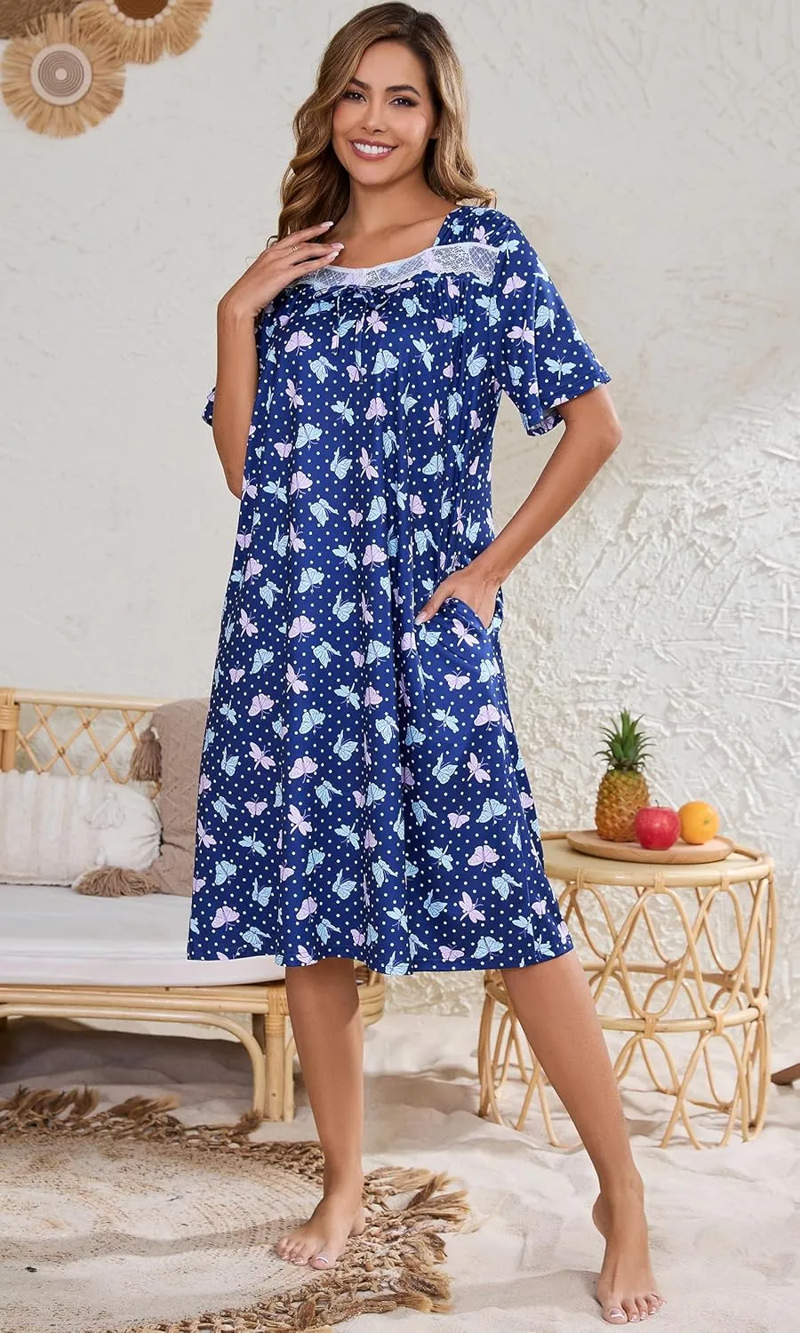 Short Sleeve Houe Dresses for Women with Pockets