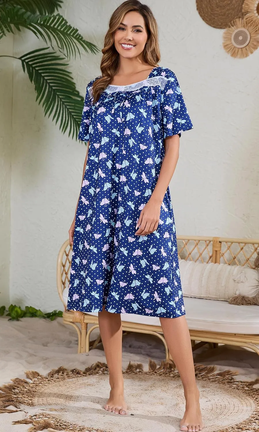 Short Sleeve Houe Dresses for Women with Pockets