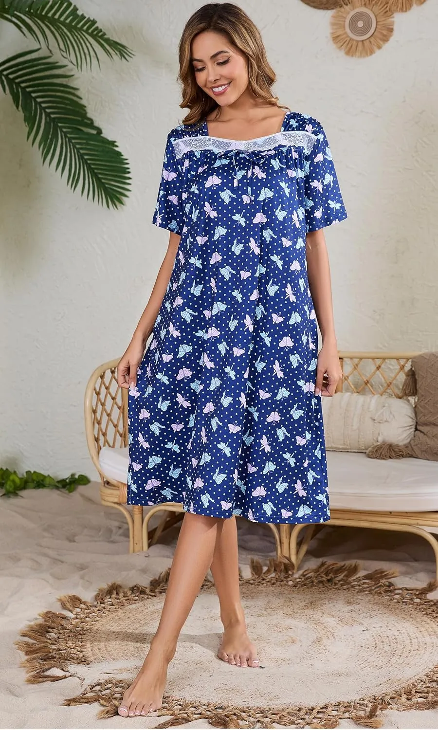 Short Sleeve Houe Dresses for Women with Pockets