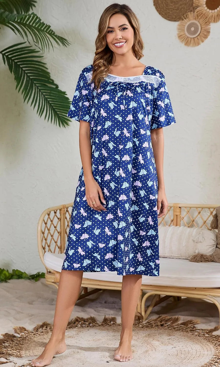 Short Sleeve Houe Dresses for Women with Pockets