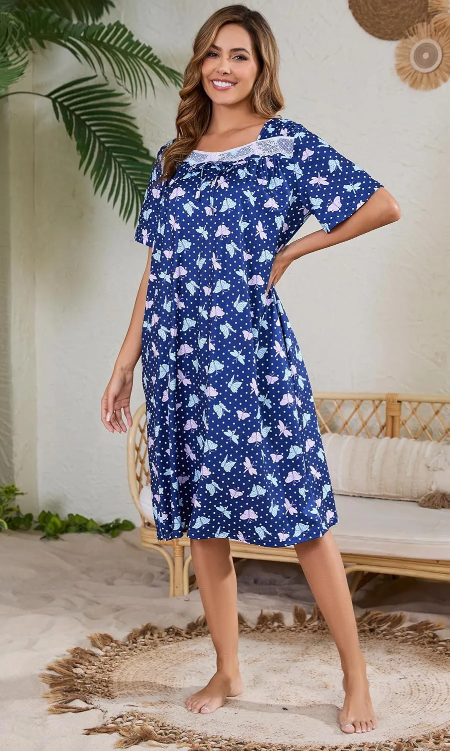 Short Sleeve Houe Dresses for Women with Pockets