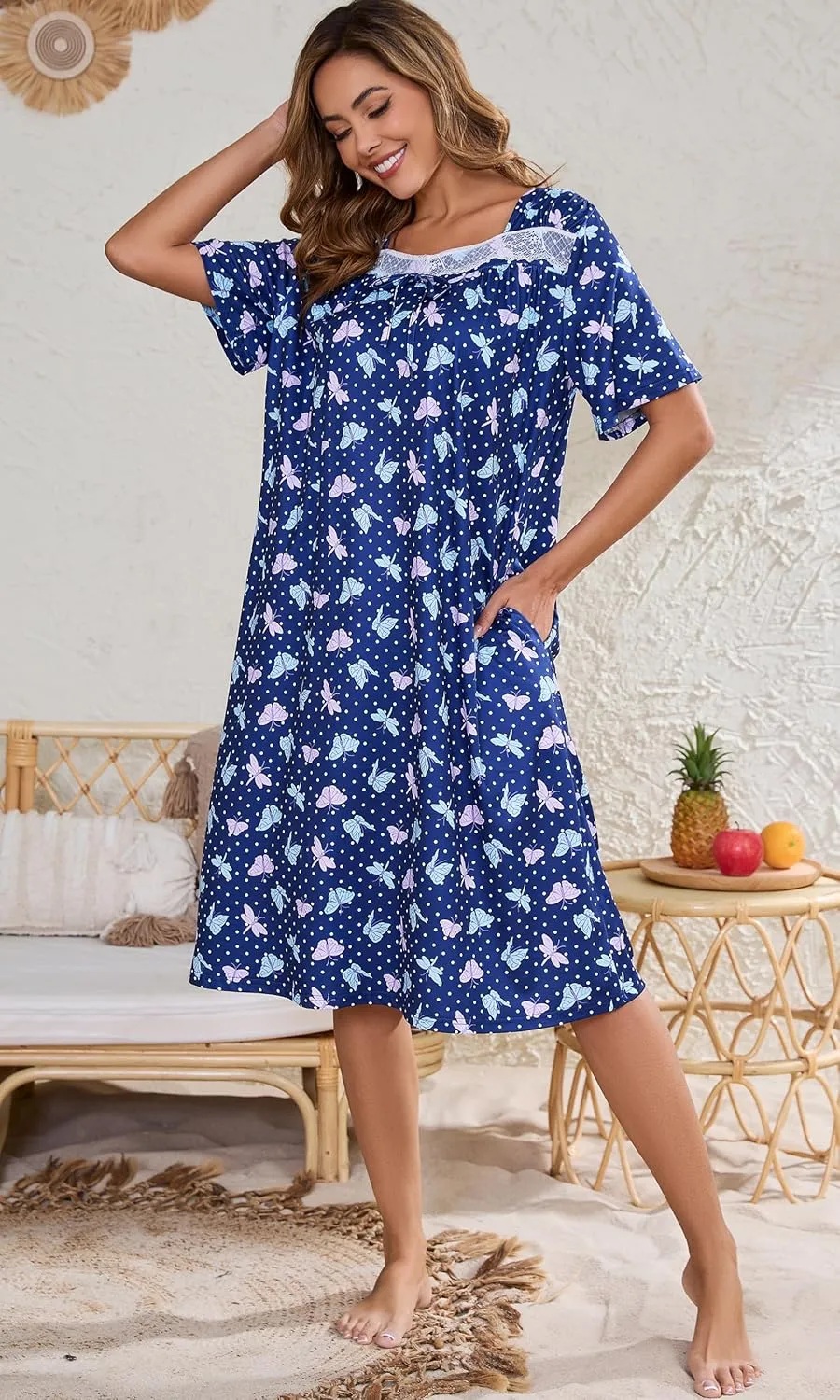 Short Sleeve Houe Dresses for Women with Pockets