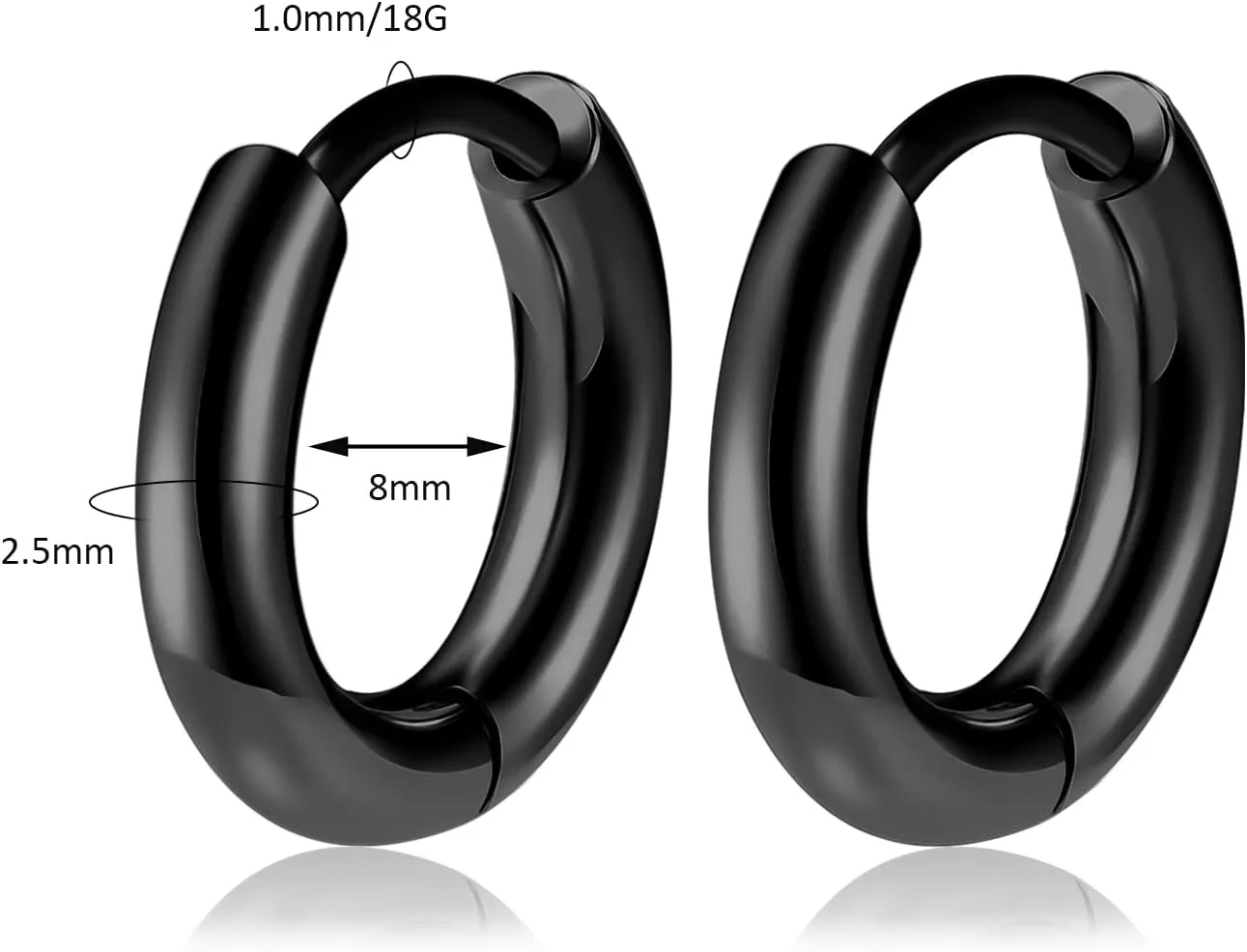 Titanium Huggie Hoop Earrings Hypoallergenic Nickel Free Hinged Sleeper Earrings for Sensitive Skin Cartilage Helix Lobes