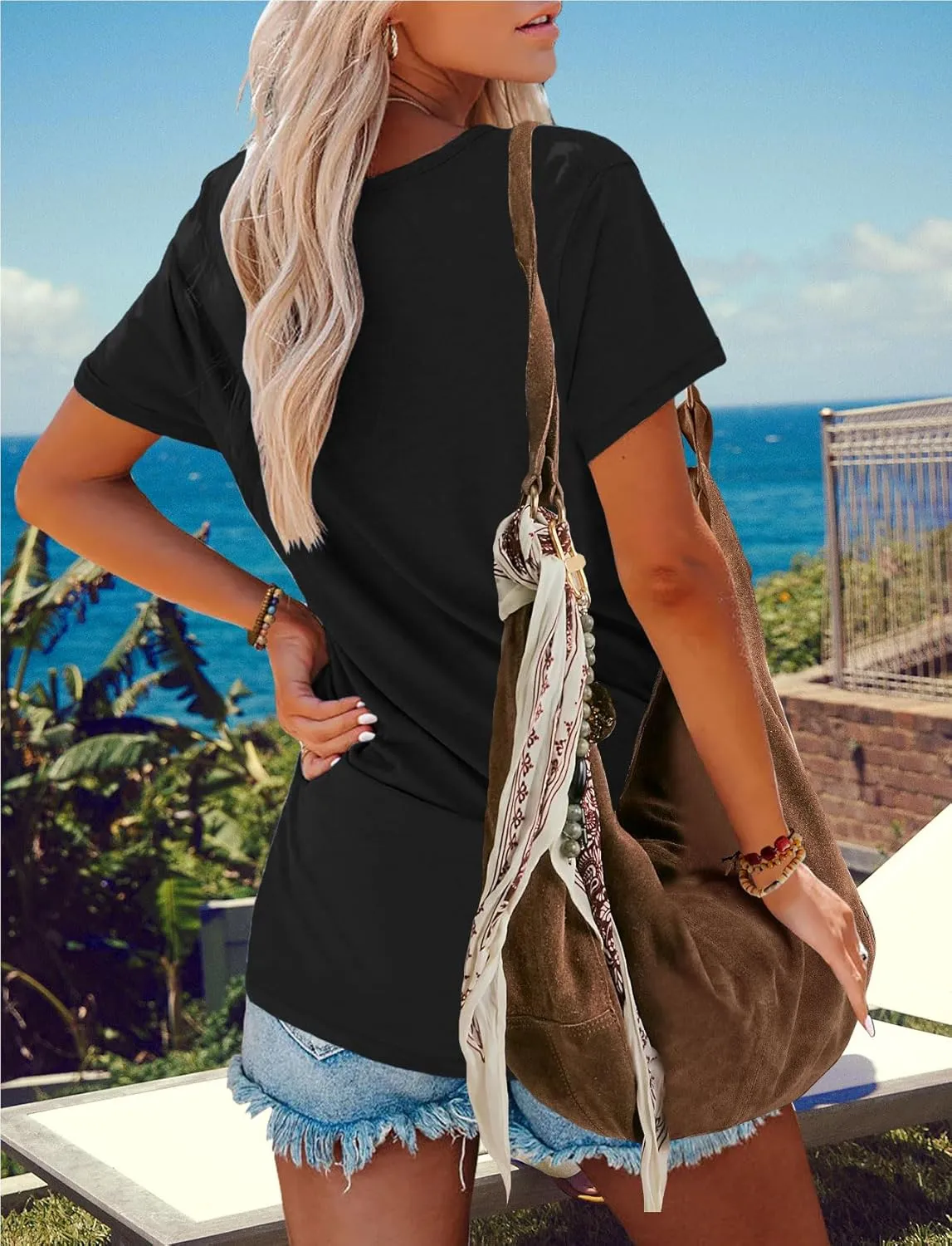 Topstype Deep V Neck T Shirts for Women Short Sleeve Sexy Tops Low Cut Cleavage T Shirt