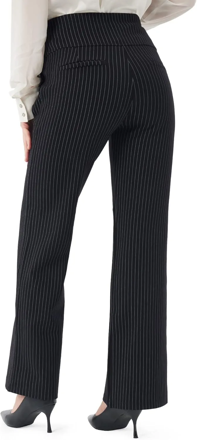 URBEST Women's Maternity Pants for Work, Office Wear Dress Pants Over The Belly Stretchy Pregnancy Bootcut Pants with Pockets