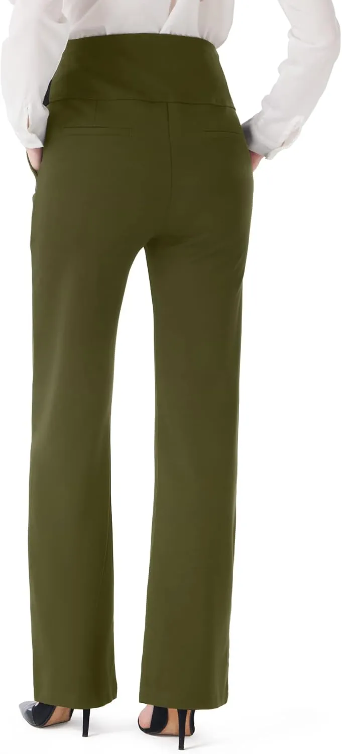 URBEST Women's Maternity Pants for Work, Office Wear Dress Pants Over The Belly Stretchy Pregnancy Bootcut Pants with Pockets