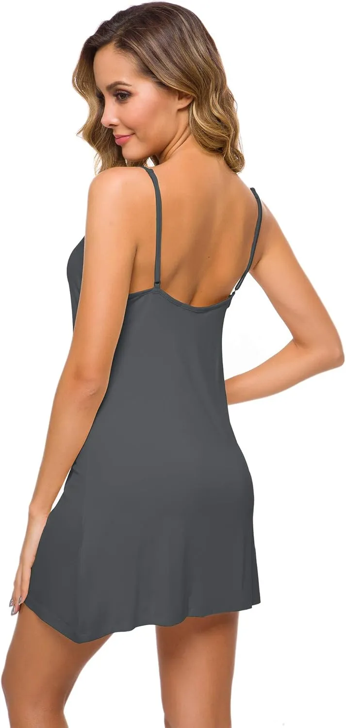 WiWi Slip Dress for Women Viscose from Bamboo Spaghetti Strap Lingerie Sexy Nightgowns Plus Size Sleep Chemise S-4X