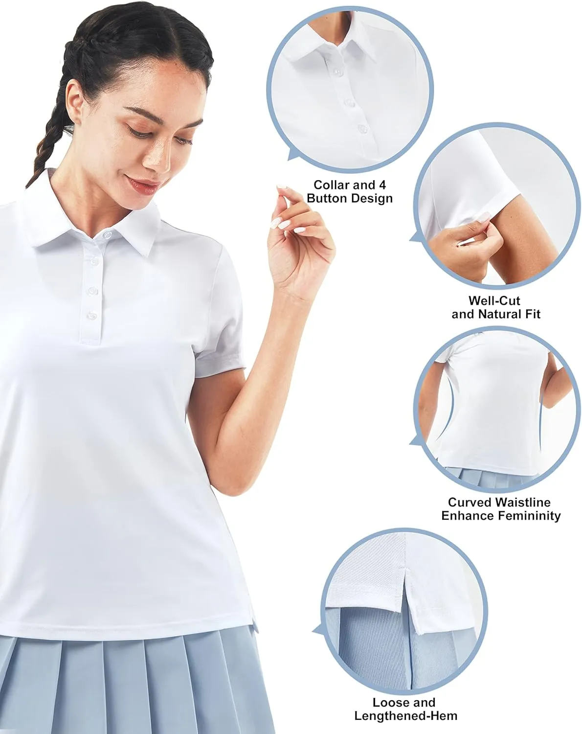 Women's Golf Shirt Short Long Sleeve Polo Shirts Lightweight Quick-Dry Workout Daily Work Shirts Tops for Women