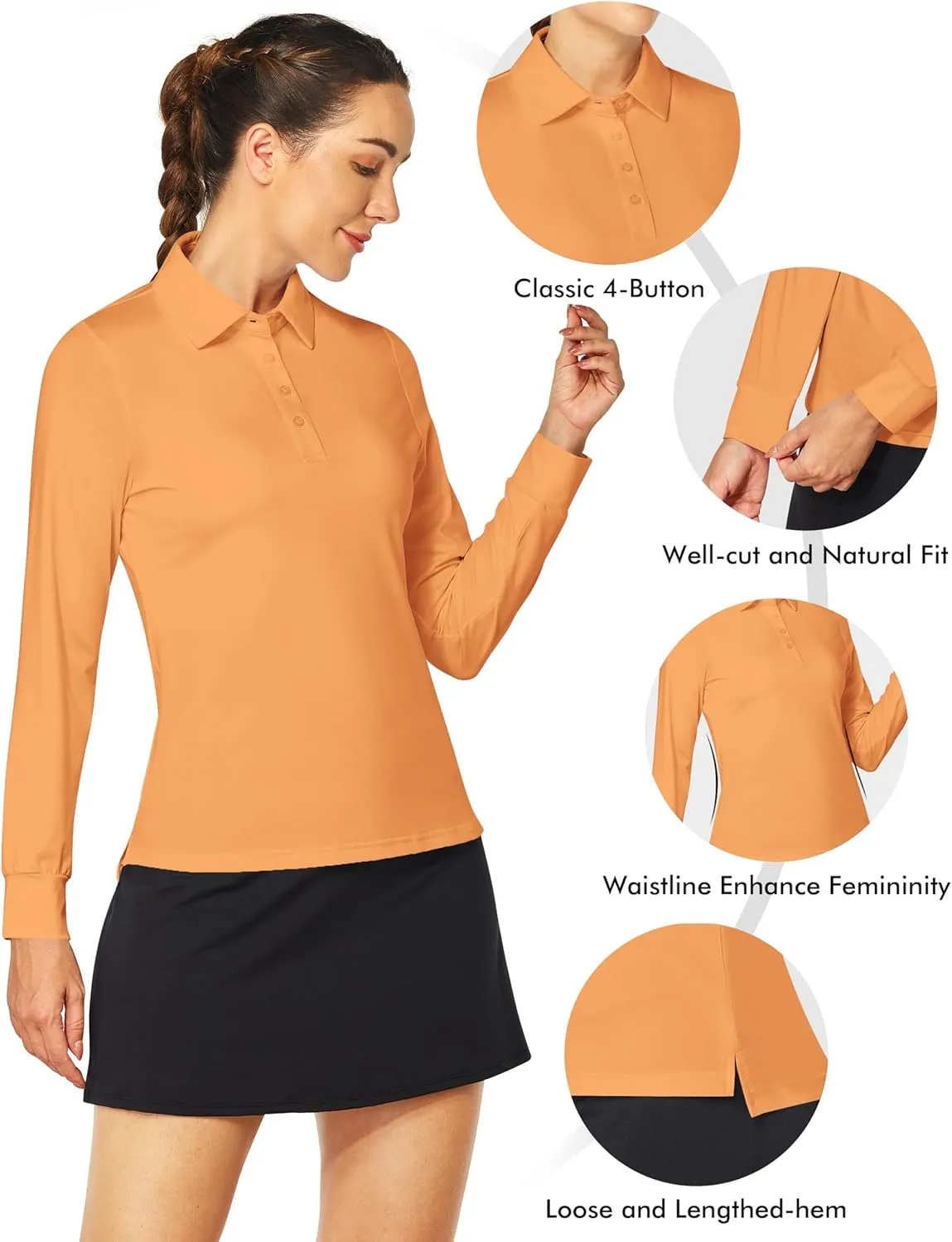 Women's Golf Shirt Short Long Sleeve Polo Shirts Lightweight Quick-Dry Workout Daily Work Shirts Tops for Women